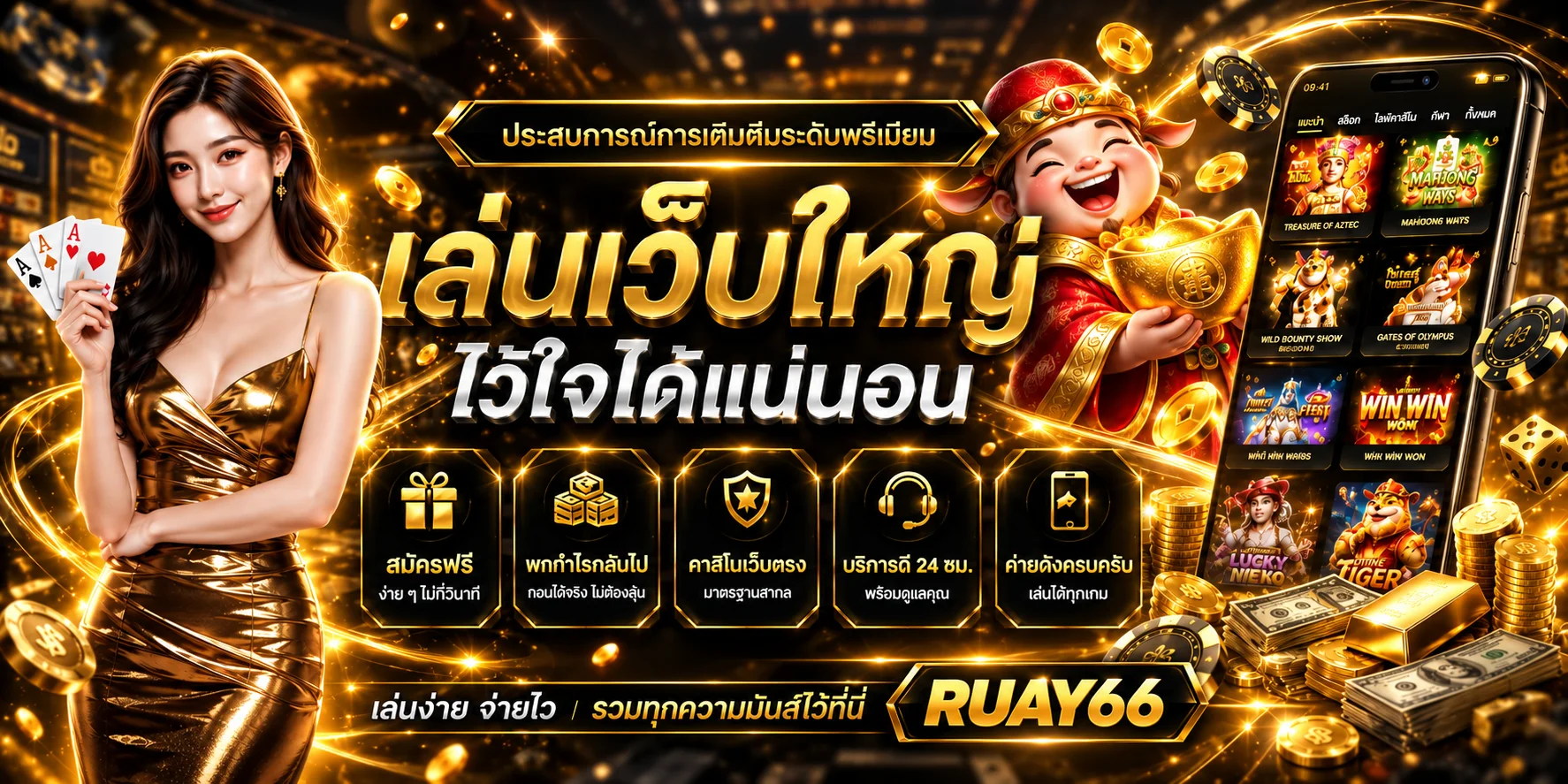 RUAY66 สล็อต เกมยอดนิยมและระบบทดลองเล่นบนมือถือ